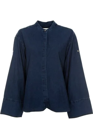 Closed Dames, Blouses & Shirts, Blauw, Maat: XL Katoen