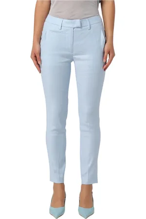 Dondup Dames, Broeken, Blauw, Maat: W26 Linnen