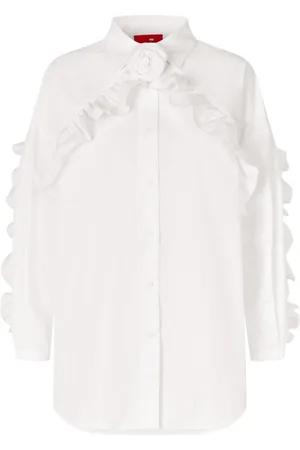 Crās Dames, Blouses & Shirts, Wit, Maat: XS Katoen