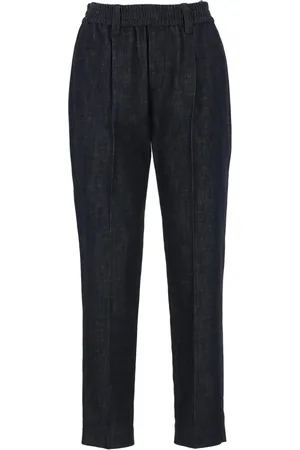 Brunello Cucinelli Dames, Broeken, Blauw, Maat: XL Katoen