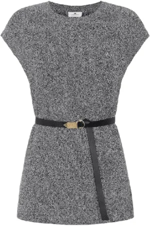 Elisabetta Franchi Dames, Truien, Grijs, Maat: S Leer