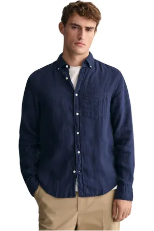 GANT Heren, Overhemden, Blauw, Maat: 2XL Linnen