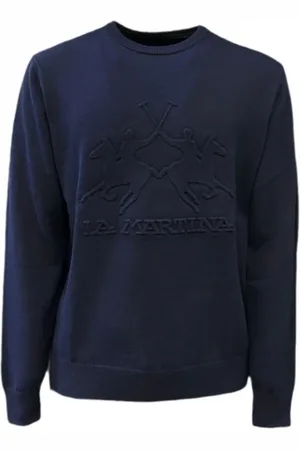 La Martina Heren, Sweatshirts & Hoodies, Blauw, Maat: S Wol