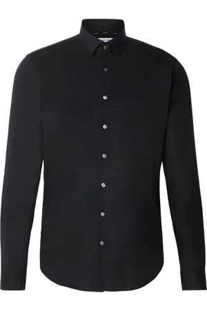 Calvin Klein Heren, Overhemden, Zwart, Maat: XL Katoen