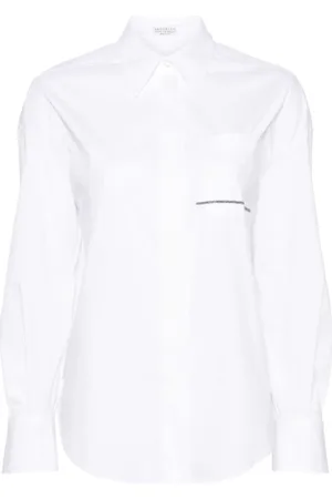 Brunello Cucinelli Dames, Blouses & Shirts, Wit, Maat: M Katoen