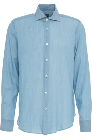 FEDELI Heren, Overhemden, Blauw, Maat: 2XL Katoen