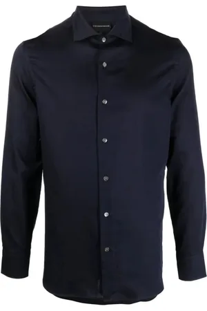 Emporio Armani Heren, Overhemden, Blauw, Maat: 3XL Katoen
