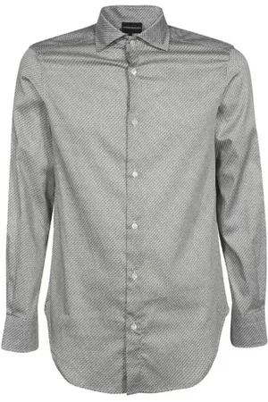 Emporio Armani Heren, Overhemden, Grijs, Maat: L Katoen