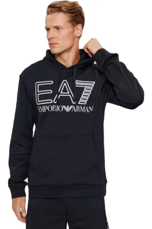 EA7 Heren, Sweatshirts & Hoodies, Zwart, Maat: XS Katoen