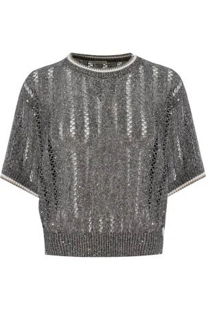 Brunello Cucinelli Dames, Truien, Grijs, Maat: XS Linnen