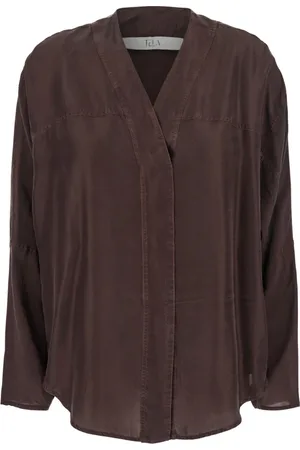 TELA Dames, Blouses & Shirts, Bruin, Maat: S Zijde