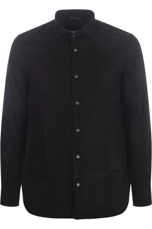 Emporio Armani Heren, Overhemden, Zwart, Maat: S Katoen