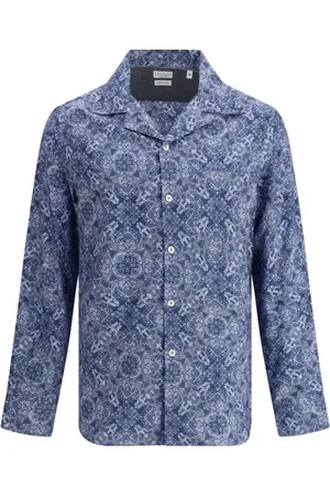 Brunello Cucinelli Heren, Overhemden, Blauw, Maat: XL Katoen