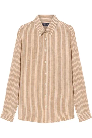 Brooks Brothers Heren, Overhemden, Bruin, Maat: S Linnen