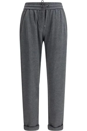 Brunello Cucinelli Dames, Broeken, Grijs, Maat: XL Zijde