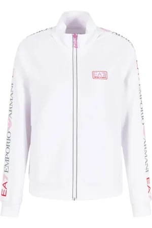 EA7 Dames, Sweatshirts & Hoodies, Wit, Maat: XL Katoen