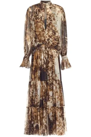 Roberto Cavalli Dames, Jurken, Bruin, Maat: L