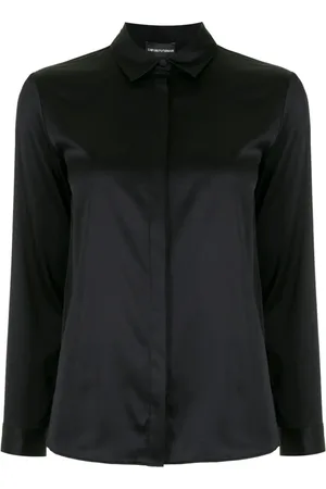 Emporio Armani Dames, Blouses & Shirts, Zwart, Maat: XL Katoen