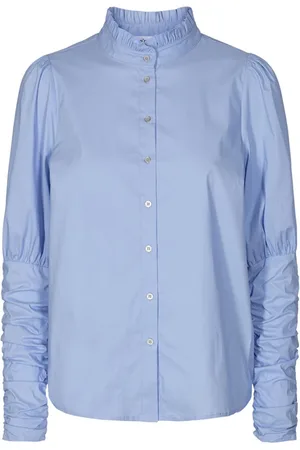 Co`Couture Dames, Blouses & Shirts, Blauw, Maat: XS Katoen