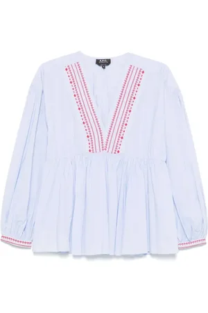 A.P.C. Dames, Blouses & Shirts, Blauw, Maat: S Katoen