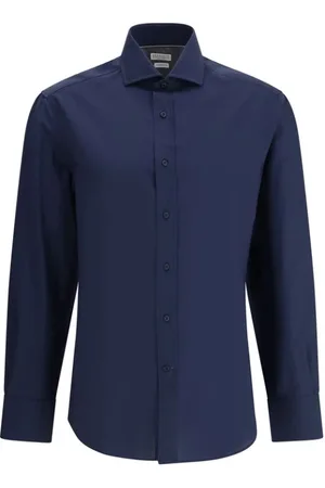 Brunello Cucinelli Heren, Overhemden, Blauw, Maat: M Katoen