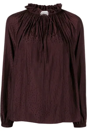 Lanvin Dames, Blouses & Shirts, Bruin, Maat: M Poliester