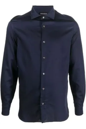 Emporio Armani Heren, Overhemden, Blauw, Maat: L Katoen