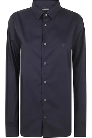 Emporio Armani Heren, Overhemden, Blauw, Maat: M Katoen