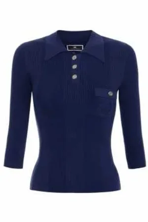 Elisabetta Franchi Dames, Tops, Blauw, Maat: S Zijde