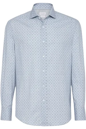 Brunello Cucinelli Heren, Overhemden, Blauw, Maat: 2XL Katoen