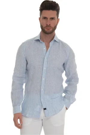 FAY Heren, Overhemden, Blauw, Maat: 4XL Linnen
