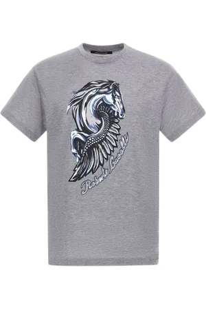 Roberto Cavalli Heren, Tops, Grijs, Maat: L Katoen