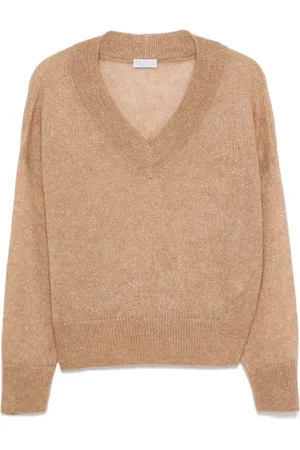 Brunello Cucinelli Dames, Truien, Bruin, Maat: XS Wol
