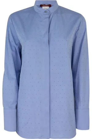 Max Mara Dames, Blouses & Shirts, Blauw, Maat: XL Katoen