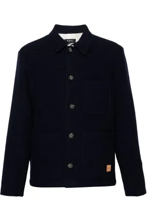 A.P.C. Heren, Jassen, Blauw, Maat: XL Wol