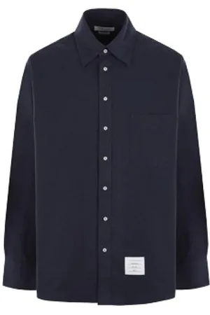 Thom Browne Heren, Overhemden, Blauw, Maat: S Flanel