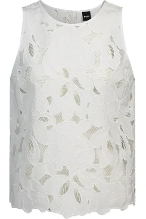 HUGO BOSS Dames, Tops, Wit, Maat: M Katoen