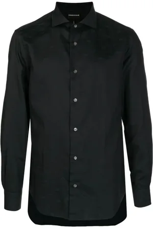 Emporio Armani Heren, Overhemden, Zwart, Maat: M Katoen