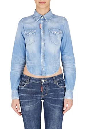 Dsquared2 Dames, Blouses & Shirts, Blauw, Maat: S Denim