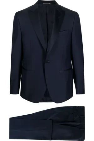 CANALI Heren, Pakken, Blauw, Maat: L Wol