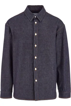Salvatore Ferragamo Heren, Overhemden, Blauw, Maat: L Denim
