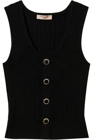 Twin-Set Dames, Tops, Zwart, Maat: S Viscose