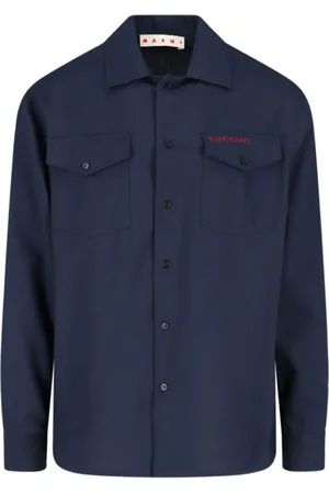 Marni Heren, Overhemden, Blauw, Maat: L Wol