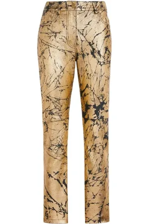 Roberto Cavalli Dames, Broeken, Geel, Maat: S