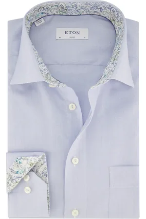 Eton Heren, Overhemden, Blauw, Maat: XL Katoen