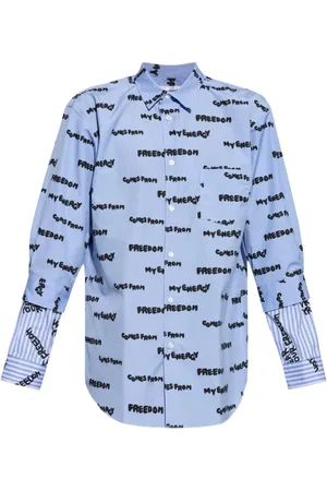Comme des Garçons Heren, Overhemden, Blauw, Maat: S Katoen