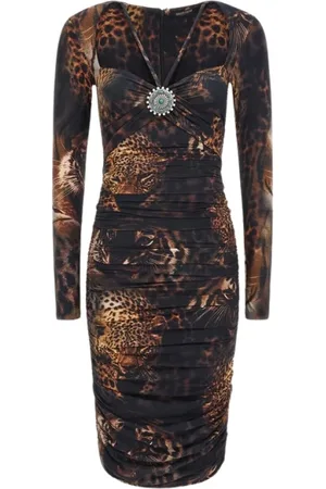 Roberto Cavalli Dames, Jurken, Bruin, Maat: L