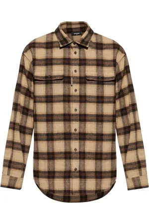 Dsquared2 Heren, Overhemden, Bruin, Maat: M Wol