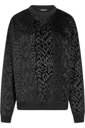 Roberto Cavalli Heren, Sweatshirts & Hoodies, Zwart, Maat: XL Wol