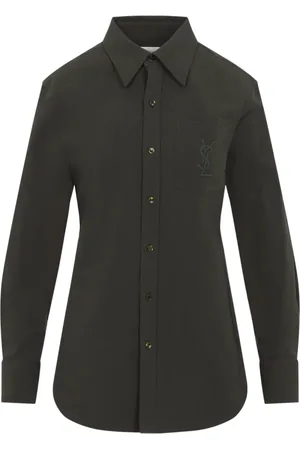 Saint Laurent Dames, Blouses & Shirts, Groen, Maat: M Linnen